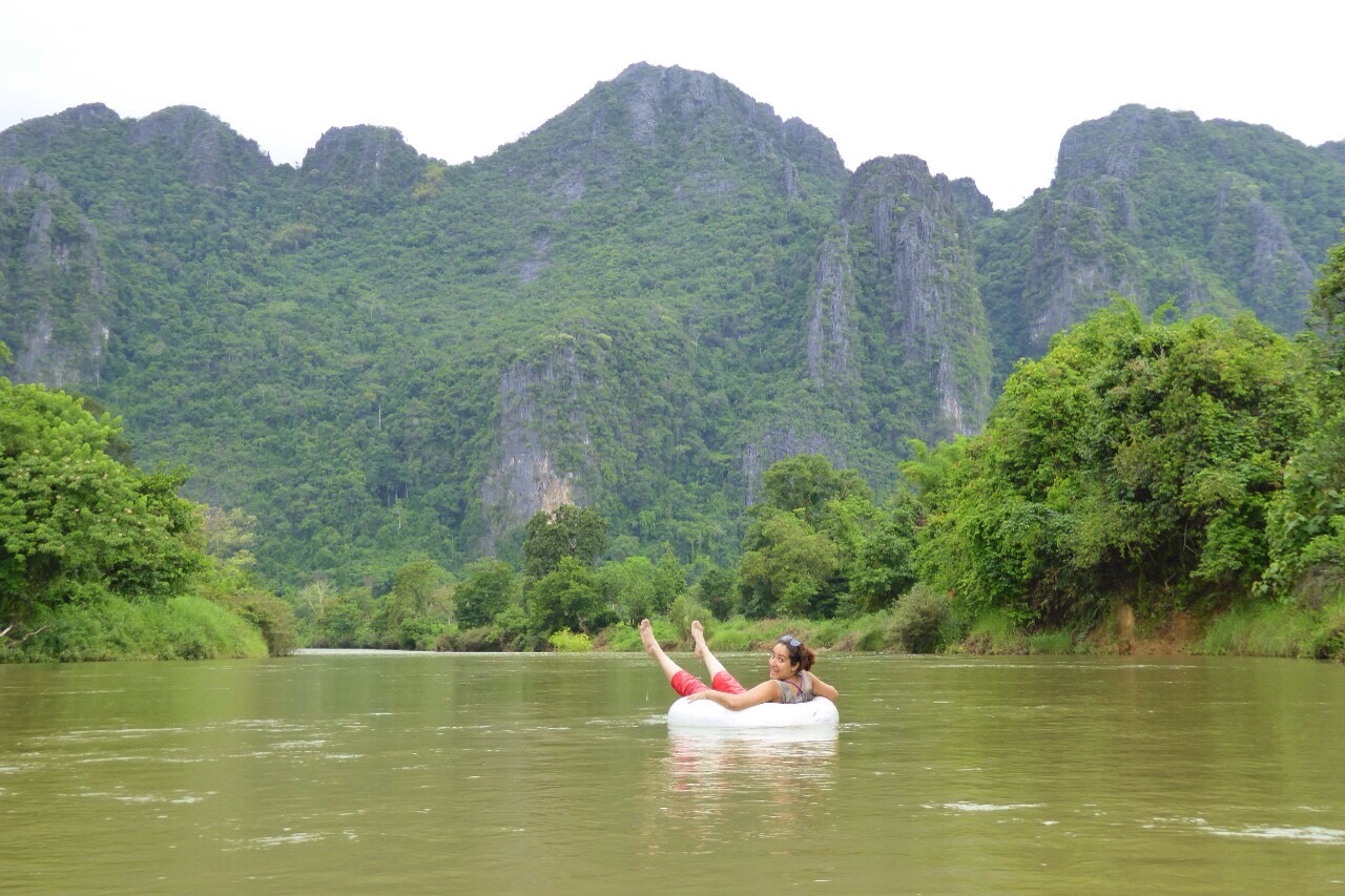 Tubing is fun! Tubing in Vang Vieng, Laos is fun!